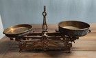 Antique Cast Iron Mercantile Balance Scale W  Brass Trays 5kg