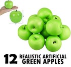 New  Lot Of 12 Artificial Lifelike Green Apple Plastic Fruit  Realistic Fake Set