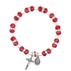 Catholic Town Woman Bracelet Beaded Stretch With Crucifix And Miraculous Medal