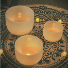 8 g 10 e 12 c 432hz 3 Pcs Chakra Frosted Quartz Crystal Singing Bowl With Bag