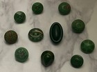 Antique 11 Green  Diminutive Dimi Tiny Glass Buttons Lot 125-38
