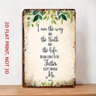Vintage I Am The Way Truth Life Bible Verse Tin Sign Home Wall Art Decor Plaque