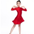 Girls Ballroom Dance Dress Fit Asymmetry Latin Performance Rumba Tango Dancewear