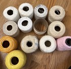 Lot Of 13 Assorted Crochet Thread In Shades Cream And White Colors Partial