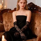 1 Pair Lace Gloves Women  Black Long Laces Arm Glove  Elbow Length Tea Party 