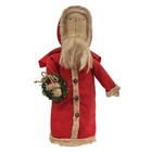 New Primitive Santa Doll Long Coat Sitter Figure Vtg Look Christmas 12 hx5 5 w