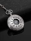 Vintage Pocket Watch For Men Silver Tone Steel Case Chain Classic Gift
