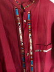 Handmade Mexican Traditional Guayabera Dress Shirt Dark Red Size L Men   s