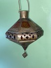 Vintage Moroccan Brass Prayer Candle Lamp With Chain   Hook Very Old See Pics