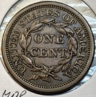 1855 Braided Hair Large Cent Upright 55  Au Condition Coin Only 1 574 829 Minted