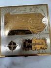 Vtg Wadsworth Compact Powder Box Makeup Mirror Pennsylvania Enamel Gold Tone 3x3