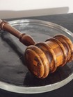 Vintage Wooden Gavel 10  Hand Turned Segmented Layered Wood Judge Mallet Hammer