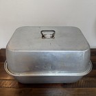 Vintage Grandmas Aluminum Turkey Roaster  3 Pieces Lid Lifter Handles