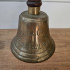 Vintage Brass Erie Railway Conductor Bell Loud Wooden Handle Railroad Train