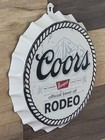 Rare Coors Banquet Bottle Cap Metal Sign Man Cave  Official Beer Of Rodeo New