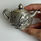 Tibet Silver Ornate Mini Teapot 3d Carved Detail Eastern Tea Vintage