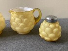 Fenton Jacqueline Honey Amber Artichoke Cased Glass Salt Pepper Creamer Sugar