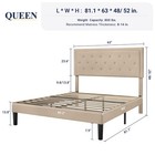 Allewie Queen Size Button Tufted fabric Upholstered Bed Frame Queen  Beige 