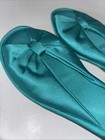 Vanity Fair Women s Teal Nylon House Shoes Slippers Wedge Heels  Medium 6 5- 7 5