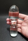 Clear Glass Decanter Bottle Stopper  4 5  Tall  Solid Oval  Excellent Condition