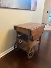 Vintage Solid Maple Drop Leaf Bar Cart Tea Cart