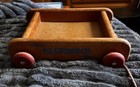 Vintage Playskool     col-o-roll     1950   s Red Wheels Pull Rope Teal Lettering