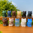 Natural Quartz Crystal Carved Lucky Cat Gemstone Statue Healing Reiki Decor Gift
