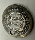Vintage 1856 Seated Liberty Silver Half Dime 5c Holed Circulated Antique Us Coin