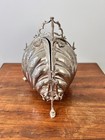 Antique Triple Victorian Biscuit Box Silverplated Sheffield Clam Shell Warmer