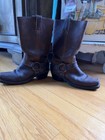 Frye Brown Leather Harness Mid-calf Pull-on Boots Us 7 5 Biker