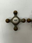 2 Vtg Antique Hot Cold Sink Water Faucet Valve Handles Knobs Metal   Porcelain