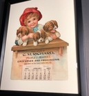 1903 Diecut Calendar Sign Dog Puppies Kid Franklin Falls New Hampshire Nh Vintag