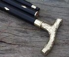 Vintage Designer Brass Handle Victorian Style Cane Wooden Walking Stick Antique