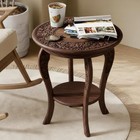 Woodify Side Table Hand-carved Mango Wood     18x22 Rustic 4 Legs 18x22  Burnt