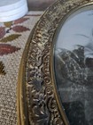 Antique Curved Bubble Glass 16  X 12  Oval Guilded Gold Wood Picture Frame