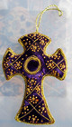 High Cross Irish Celtic Purple Christmas Stuffed Velvet Embroidered Ornament Ec