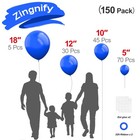 Zingnify Royal Blue Balloons  150 Pcs Different Sizes Pack Of 18 Inch 12 Inch   
