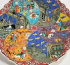 Vintage Persian Turkish Kutahya Hunting Scenes 20  Decorative Hndpntd Platter