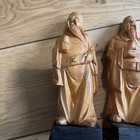 Pair Of Carved Wooden Chinese Style Bearded Scholar Figures On Stands