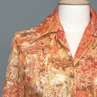 Vtg 70s Sallye Womens Top 10 Orange Renaissance Tapestry Print Statement Retro