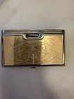 Vintage Folding Binoculars Opera Glasses Silver   Goldtoned Case Embossed Lenses
