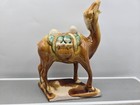 Vtg Ceramic Bactrian Camel Tang Dynasty Style Sancai Glazed Chinese Figurine 6 t