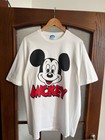 Vintage 80s Mickey Mouse Walt Disney Cartoon Big Print White Cotton T-shirt