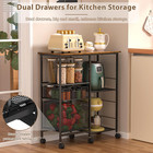 Rolling Microwave Cart With Storage  Microwave Stand With Drawers  Kitchen Stora