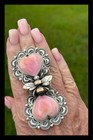 Navajo  pink Conch   two Stone  Heart  Bee       ring  Russell Sam