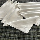 1940   s 11 White Damask  Linen Napkins 16 By 16 Monogram T Simply Elegant