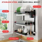 Wall Mounted Dish Drying Rack  3 Tier Hanging Dish Rack Drainer  Wall Mount 