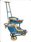 Vintage Taylor Tot Metal Wood Stroller Walker Blue With Beads Rare  t  Handle