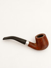 Vintage Suffolk Algerian Briar Bent Tobacco Estate Pipe Silver Tone Band