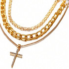 Womens Necklaces Cross Pendant 18k Gold Plated Stainless Steel Chain Jewelry